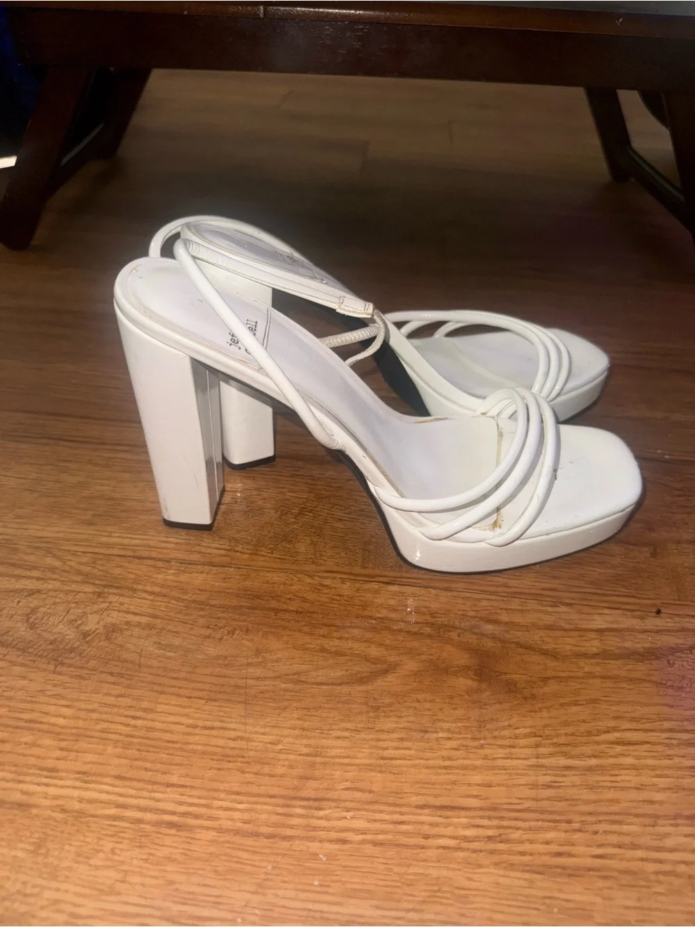 Jeffrey Campbell White Strappy Platform Block Heel Sandals sz 10